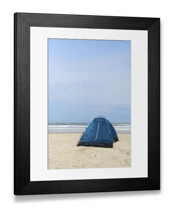 Framed Print : Single tent for camping in shelter at the beach Framed Print : Single tent for camping in shelter at the beach