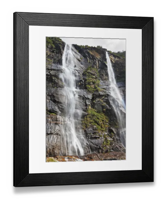 Framed Print : Picturesque double waterfall in the mountains of Northern Italy