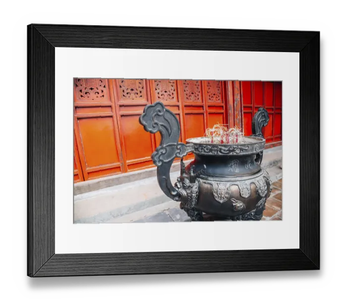 Framed Print : Incense and traditional building at Den ngoc son temple in Hanoi Framed Print : Incense and traditional building at Den ngoc son temple in Hanoi