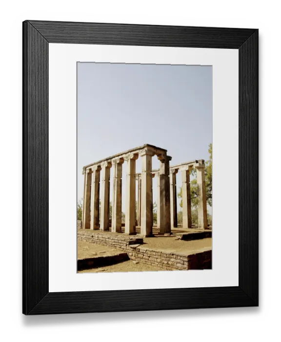Framed Print : Ruined Buddhist architectural forms at Sanchi