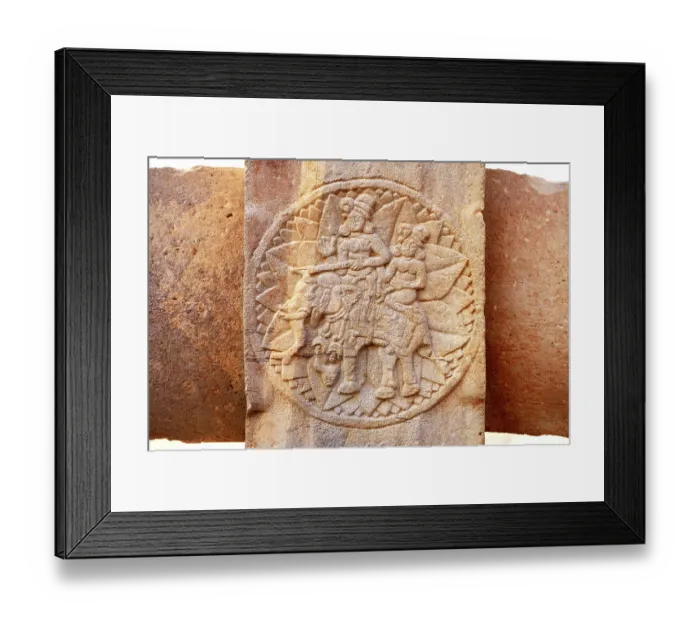 Framed Print : Close view of stupa 2 carved medallions decorate surrounding walls Framed Print : Close view of stupa 2 carved medallions decorate surrounding walls