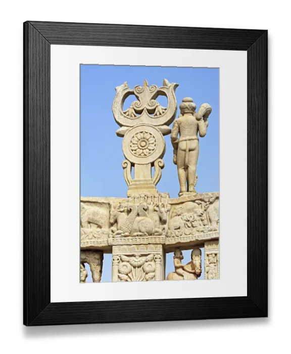 Framed Print : North gateway of stupa 1 upper view with the eastern pillar Framed Print : North gateway of stupa 1 upper view with the eastern pillar