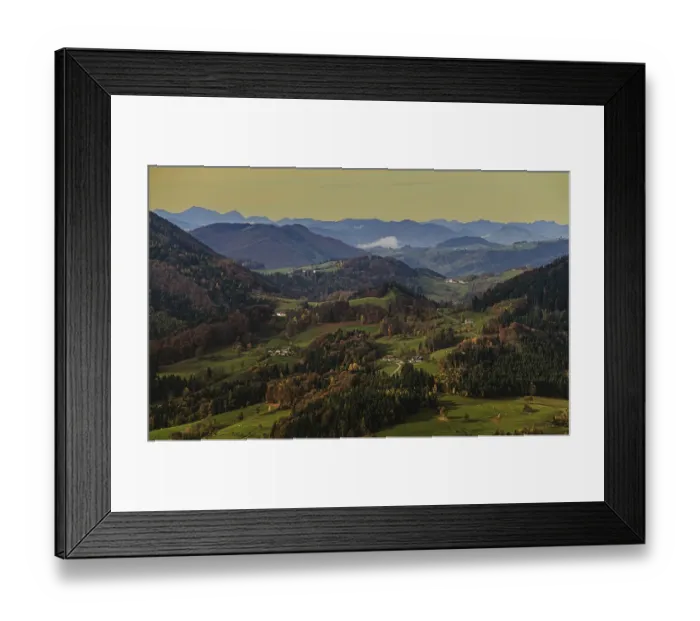 Framed Print : Autumn landscape with rolling hills