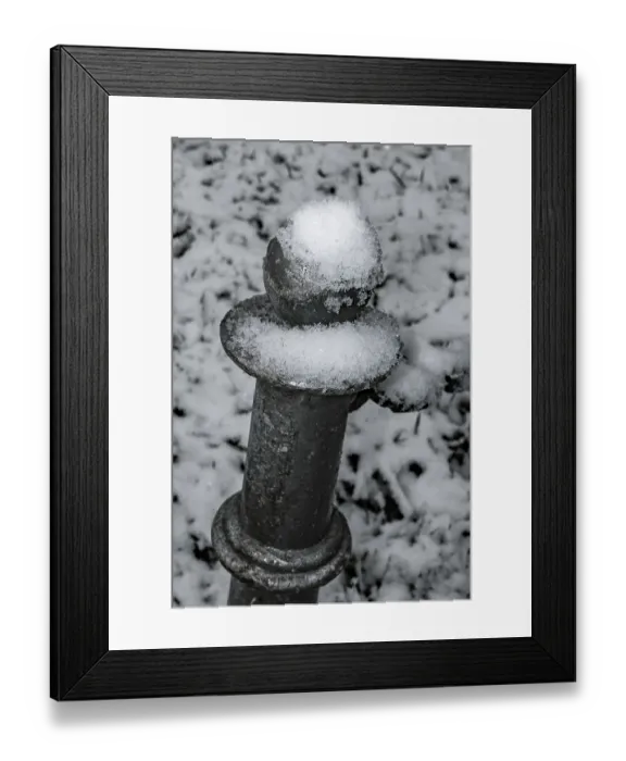 Framed Print : Metal pile with snow in the park Framed Print : Metal pile with snow in the park