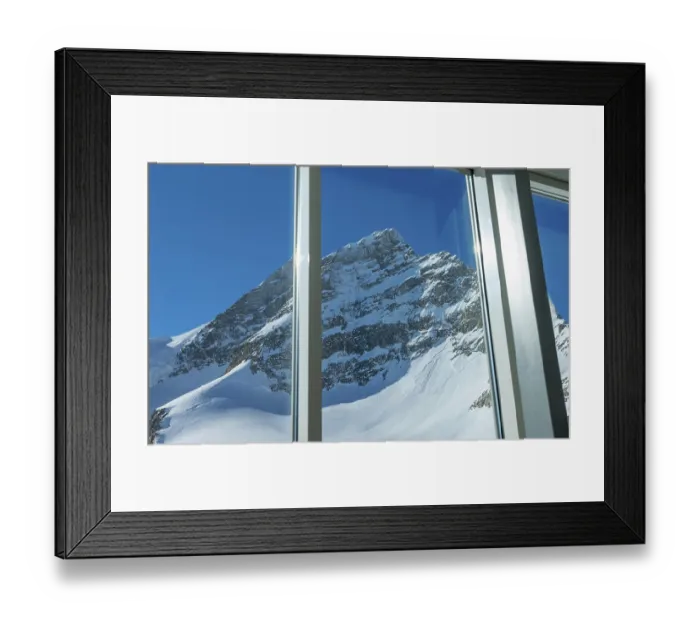 Framed Print : Window View over Beautiful Mountain Peak Jungfrau 4158 Meters High