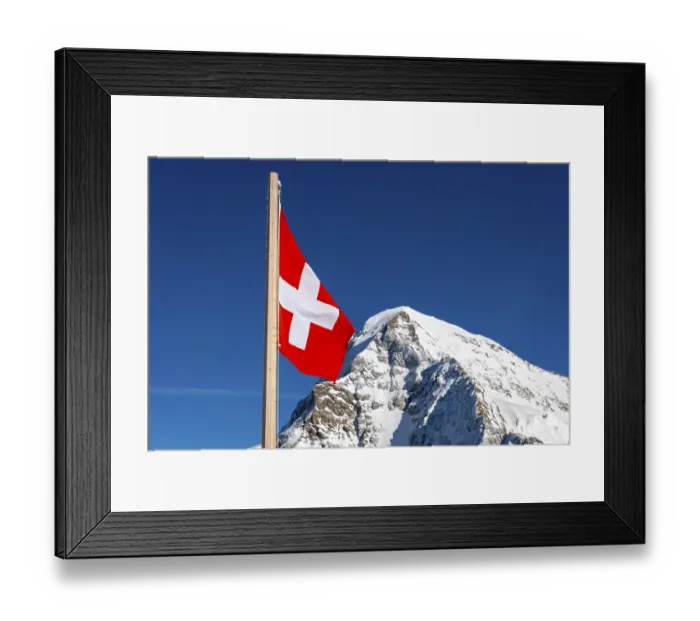 Framed Print : Beautiful Snowcapped Mountain Peak Monch 4107 Meters High