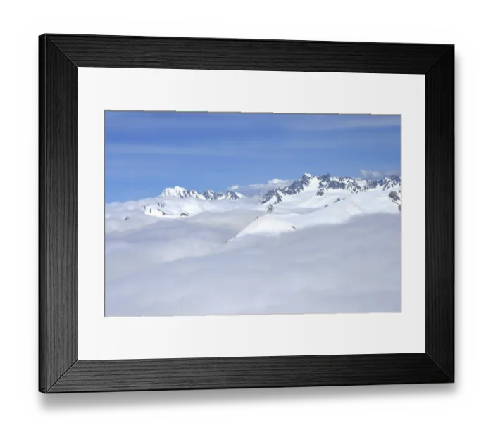 Framed Print : Cloud gathers around the alpine peaks of the Southern Alps