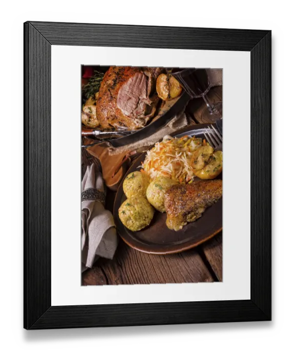 Framed Print : Roast duck with dumplings