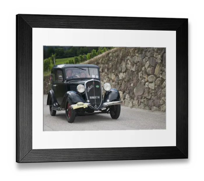 Framed Print : Vintage car rally Sudtirol-Classic in Schenna  /  South Tyrol 2014