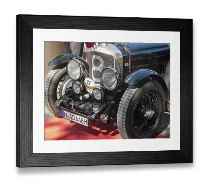 Framed Print : Side-front view of the Bentley Special Speed 8 with start number 27