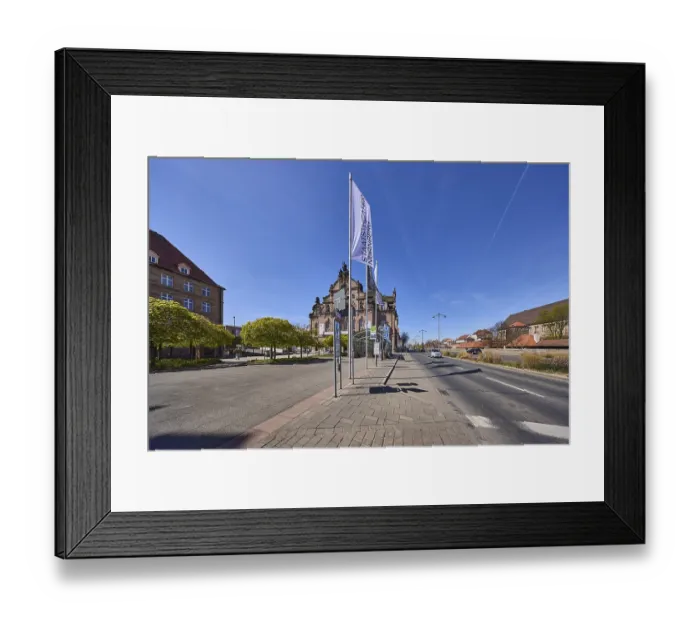 Framed Print : Flags, flagpoles, Nuremberg State Theatre
