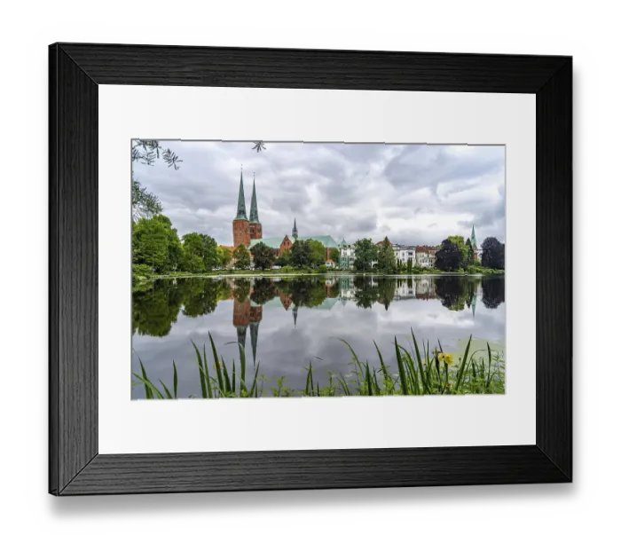 Framed Print : Mill pond and Luebeck Cathedral Framed Print : Mill pond and Luebeck Cathedral