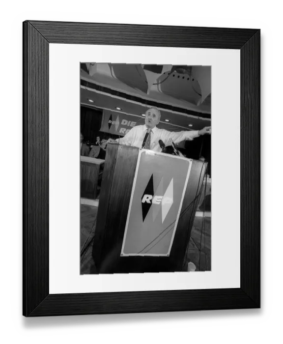 Framed Print : Germany, Berlin, 21 May 1992, Republican Party (REP) election rally in the Berlin Congress Hall on Alexanderplatz Framed Print : Germany, Berlin, 21 May 1992, Republican Party (REP) election rally in the Berlin Congress Hall on Alexanderplatz