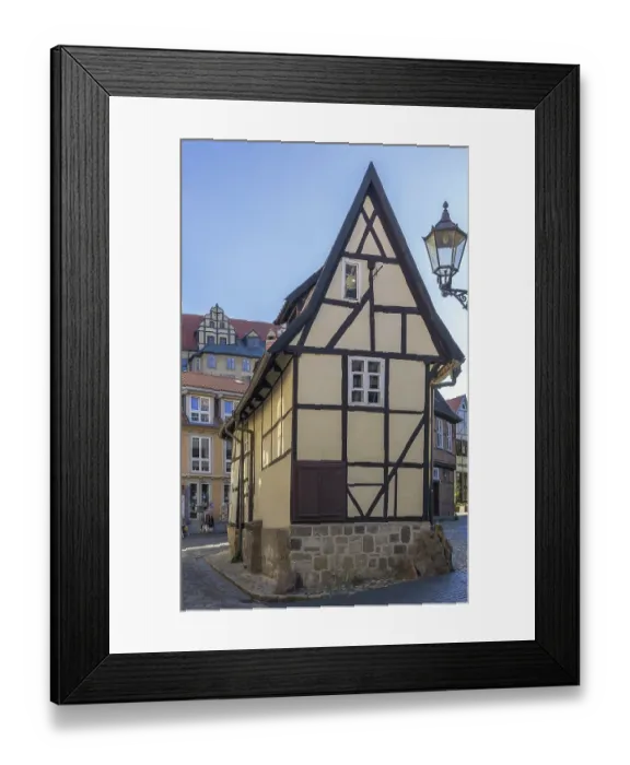 Framed Print : The street with half-timbered houses in Quedlinburg Framed Print : The street with half-timbered houses in Quedlinburg