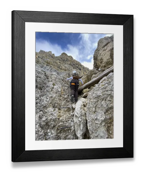 Framed Print : Adventurous hike up to mount Lagazuoi in the Dolomite Alps