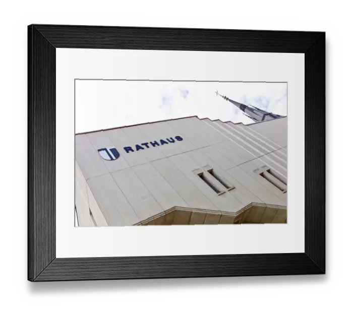 Framed Print : Modern town hall, concrete facade Austria