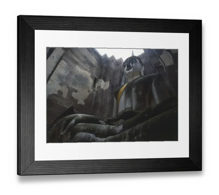 Framed Print : The Phra Atchana Buddha at Wat Si Chum is in the posture of Subduing Mara or Calling the Earth to Framed Print : The Phra Atchana Buddha at Wat Si Chum is in the posture of Subduing Mara or Calling the Earth to