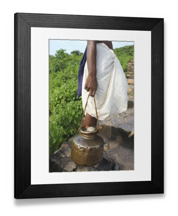 Framed Print : Jain Pujari at Buddhist site, Rajgir, Bihar, India