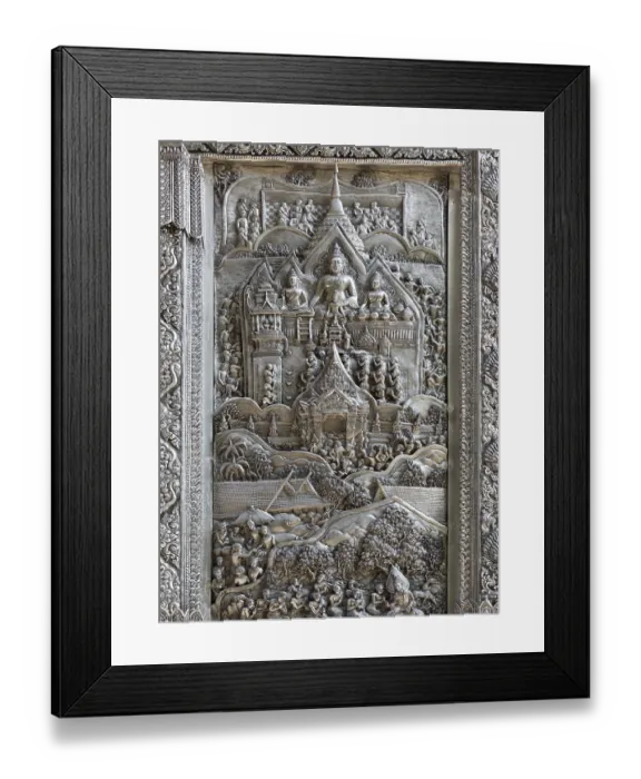 Framed Print : Silver Struck panels in silver temple Wat Sri Suphan