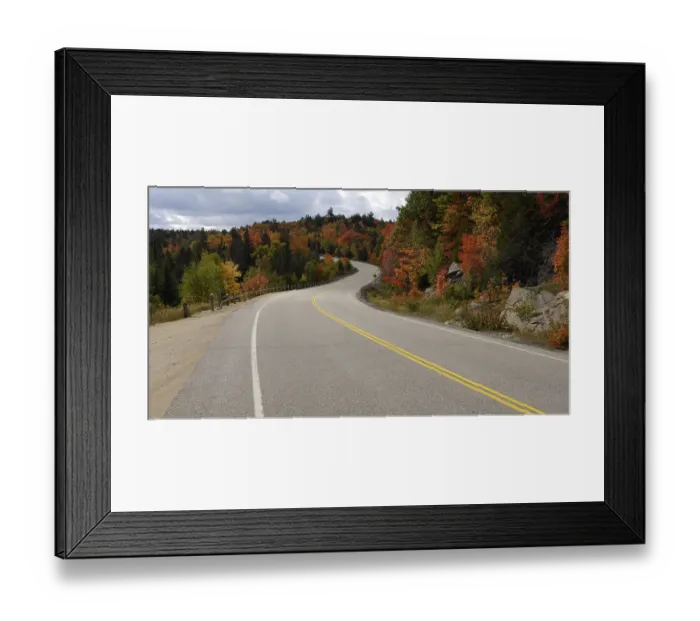 Framed Print : S-curve of a winding country road in fall Framed Print : S-curve of a winding country road in fall