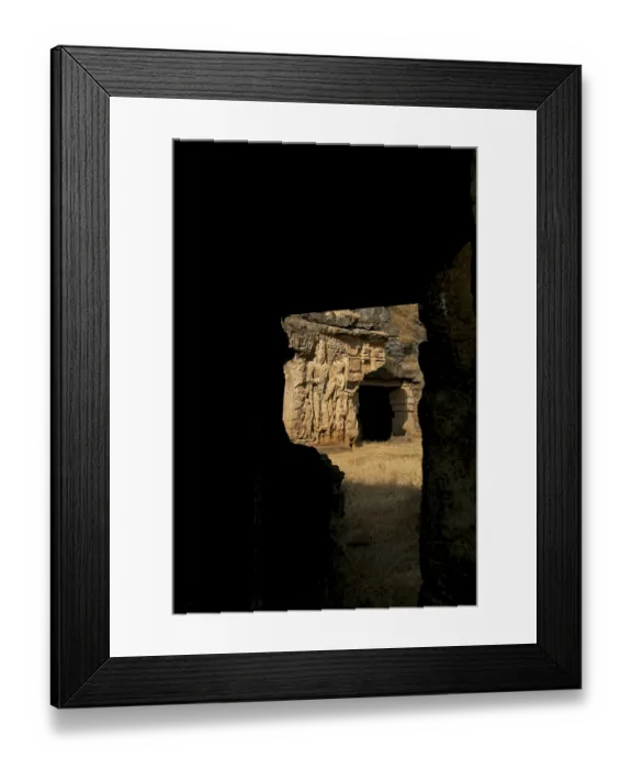 Framed Print : Bodhisatva Avalokiteshvara rock cave Khambhaliya dating from around 4th Century AD