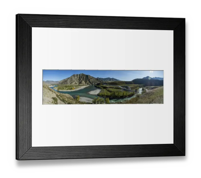 Framed Print : Panorama is the Altai, a mountain river flowing between the Altai mountains and the nature of the area Framed Print : Panorama is the Altai, a mountain river flowing between the Altai mountains and the nature of the area