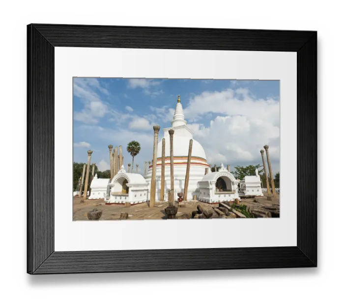 Framed Print : White Stupa, colorful ribbon in the colors of Buddhism Framed Print : White Stupa, colorful ribbon in the colors of Buddhism