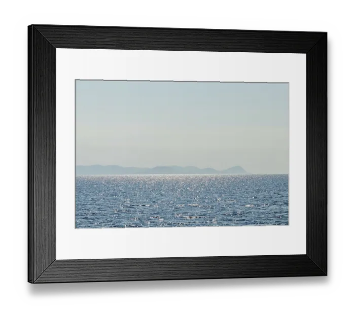 Framed Print : Sea and mountain range. Summer seascape horizon Framed Print : Sea and mountain range. Summer seascape horizon
