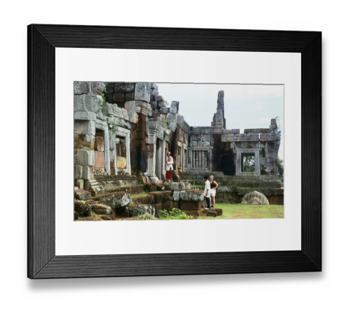 Framed Print : The temple at Phnom Chisor is constructed of brick and laterite with lintels and doorways of sandstone