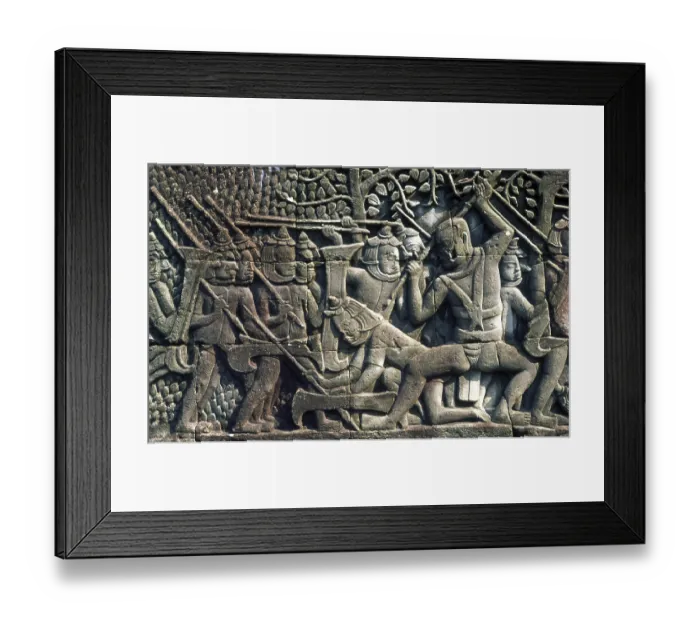 Framed Print : The Bayon was originally the official state temple of the Mahayana Buddhist King Jayavarman VII