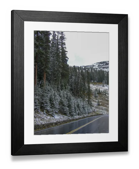 Framed Print : A curved street in the winter in the rocky mountains