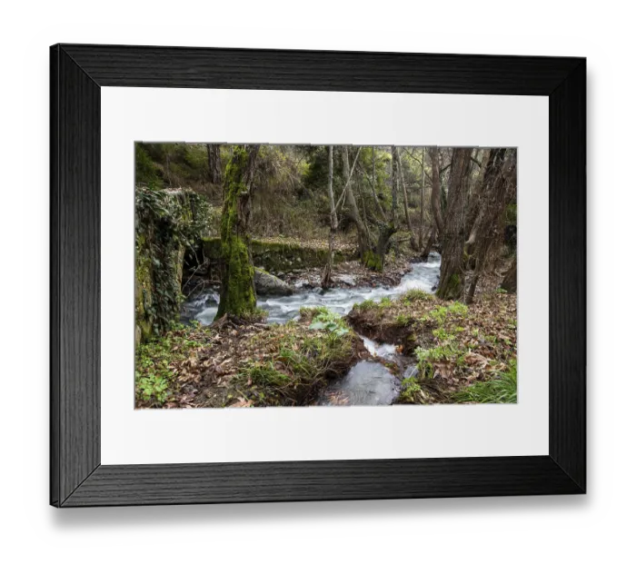 Framed Print : Beautiful medieval stoned bridge of Milia with river full with water flowing at Troodos mountains in Cyprus