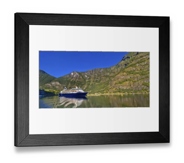 Framed Print : Cruise Ship, Flam Harbour, Aurlandsfjorden Fjord
