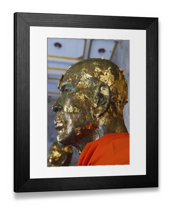 Framed Print : Monk's head covered with gold leaf