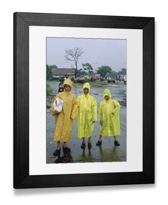Framed Print : Children in Rain