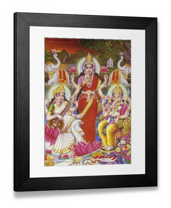 Framed Print : Lakshmi ganesh saraswati painting India, Asia Framed Print : Lakshmi ganesh saraswati painting India, Asia