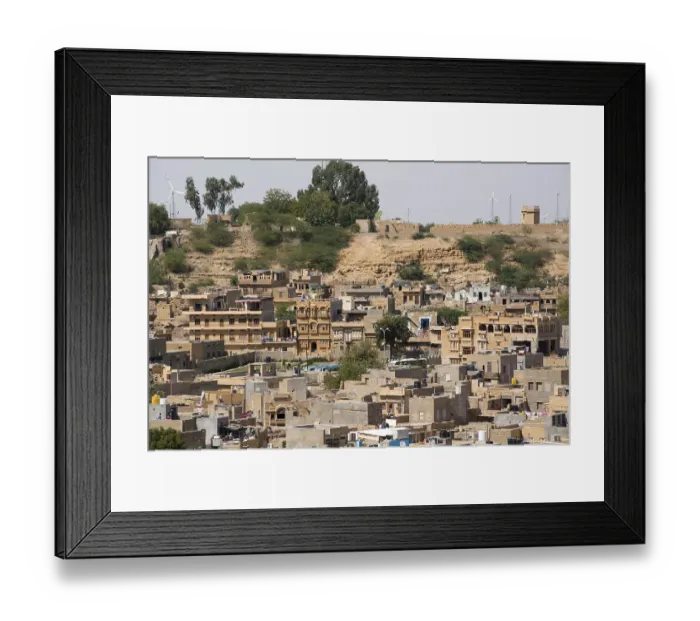 Framed Print : Aerial view of city houses, jaisalmer