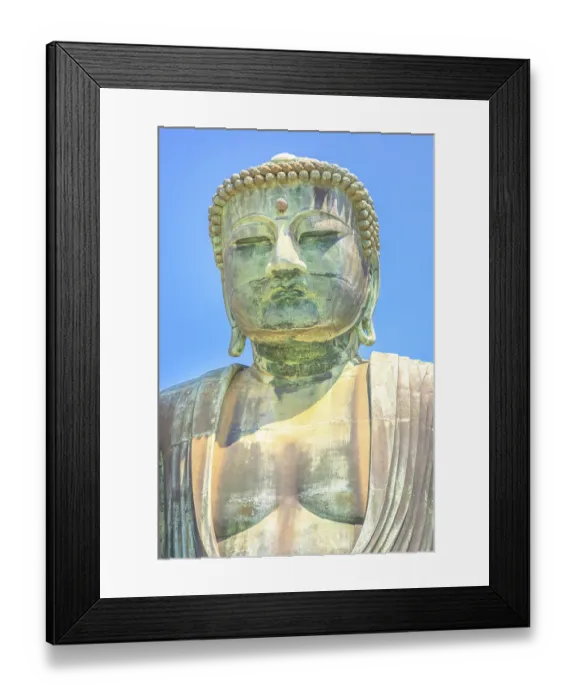 Framed Print : Vertical shot of Big Buddha or Daibutsu on blue sky
