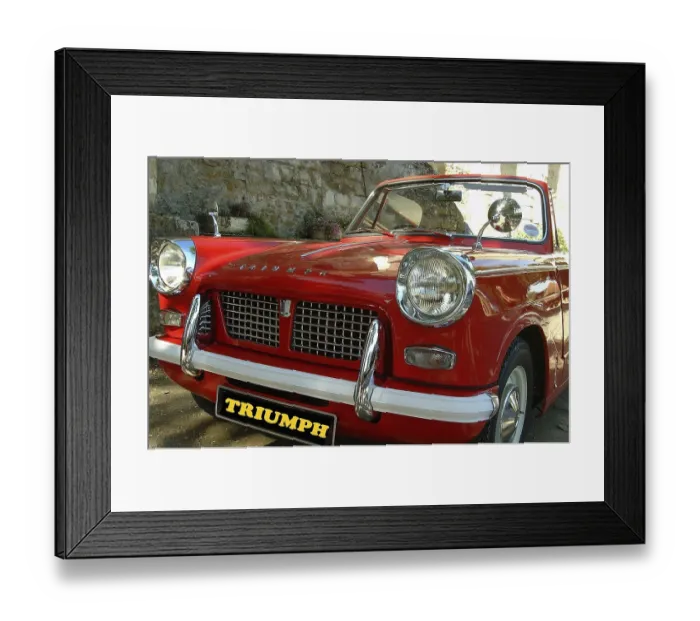 Framed Print : A very nice classic, a red Triumph Herald convertible Framed Print : A very nice classic, a red Triumph Herald convertible