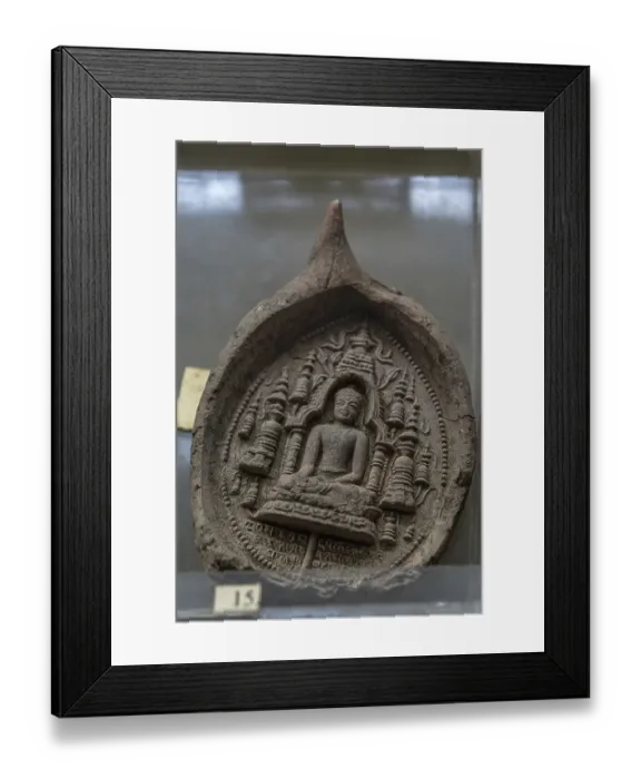 Framed Print : Terracotta Buddha statue in Baroda Museum and Picture Gallery