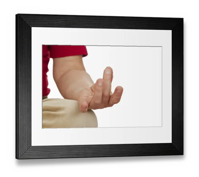 Framed Print : Hand position during yoga - cropped on a white background