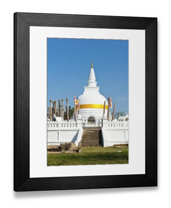 Framed Print : Old white stupa with orange ribbon Framed Print : Old white stupa with orange ribbon