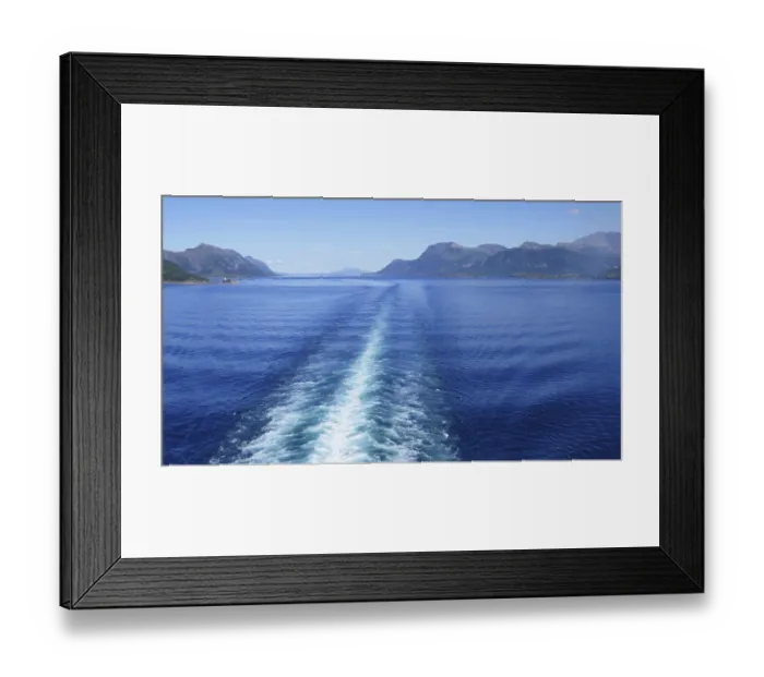 Framed Print : Wake in a fjord landscape