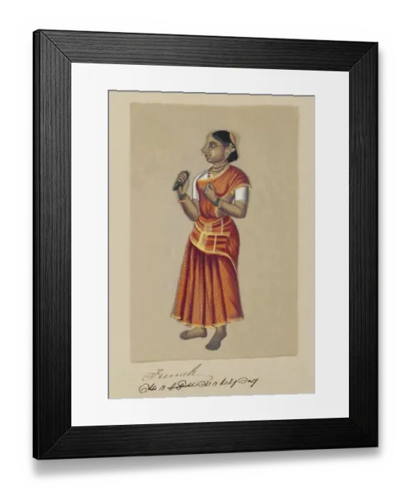 Framed Print : Hand-colored image painted on a thin sheet of mica from a manuscript entitled