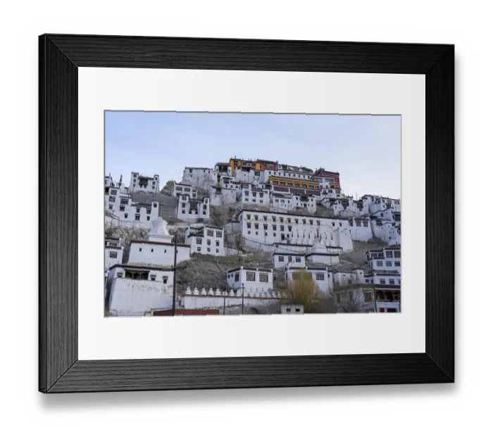 Framed Print : Thiksey, India, April 03, 2023: Exterior view of Thiksey Monastery in Ladakh region