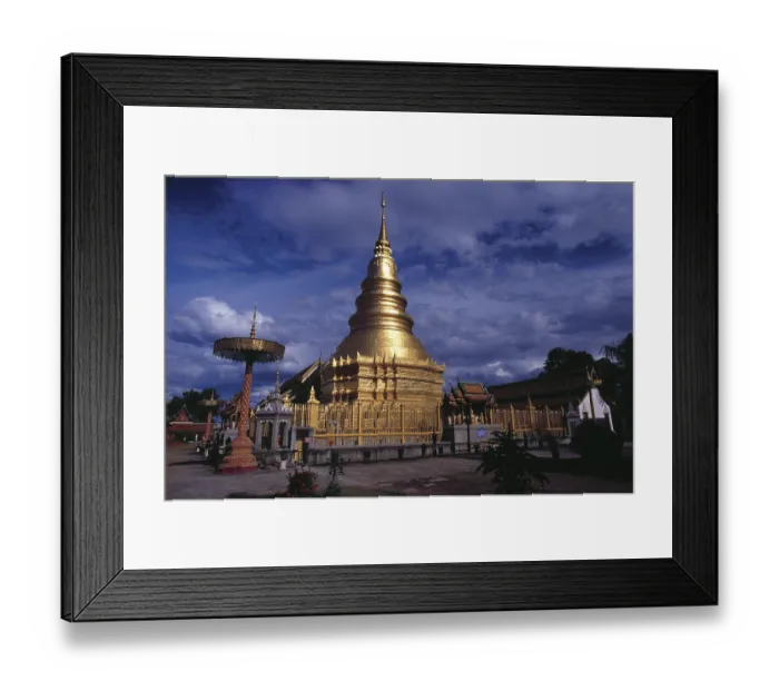 Framed Print : Wat Phra That Haripunchai was founded in 1044 by King Athitayarat of Haripunchai on the site of Queen Chamathewi's