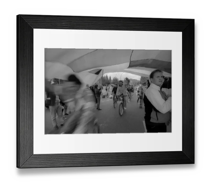 Framed Print : Germany, Berlin, 10.05.1992, bicycle demonstration against the inner city ring road