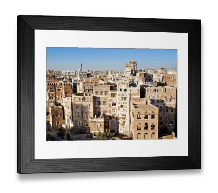 Framed Print : Sanaa old town, yemen, traditional yemeni architecture