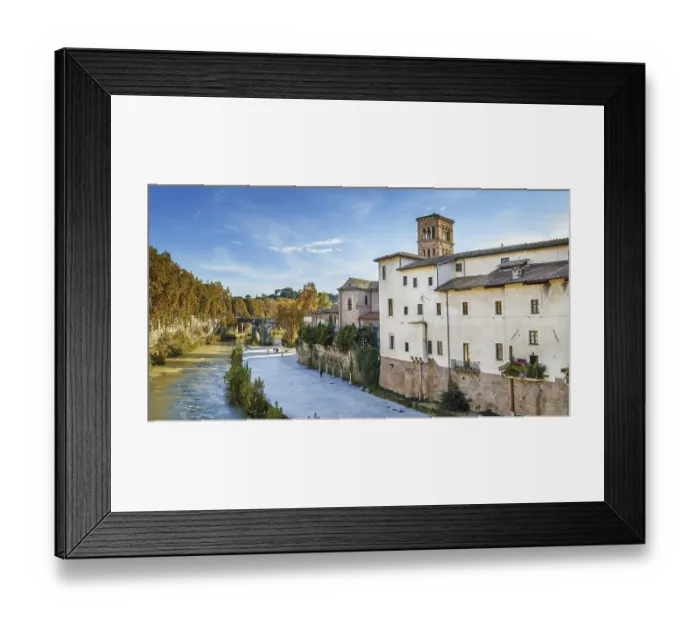 Framed Print : Panoramic view of Tiber river with Castello Caetani Framed Print : Panoramic view of Tiber river with Castello Caetani
