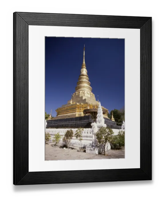 Framed Print : Wat Phra That Chae Haeng dates from 1355 and was built during the reign of Pray Kan Muang Framed Print : Wat Phra That Chae Haeng dates from 1355 and was built during the reign of Pray Kan Muang